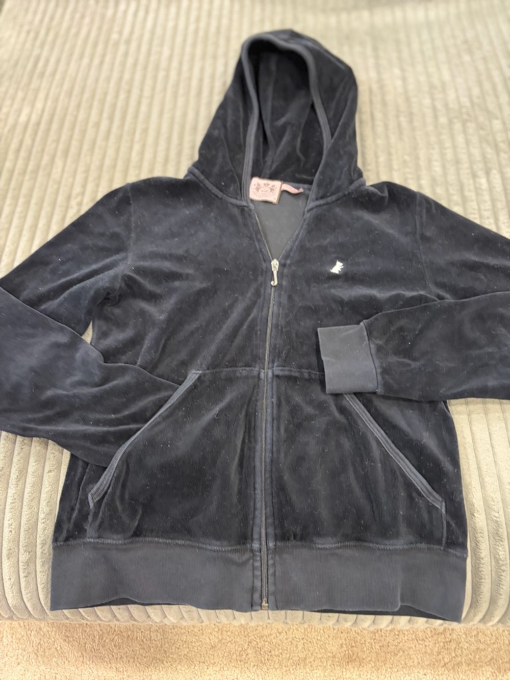 Black Hooded Juicy Couture Velour Zip Jacket - Kids